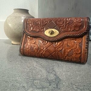 Western Brown Leather Clutch